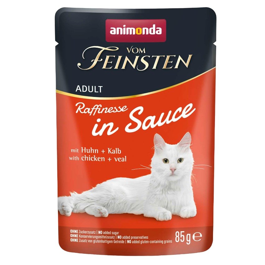 ANIMONDA Vom Feinsten Raffinesse v omaki - piščanec z teletino, mokra hrana za mačke, 85g