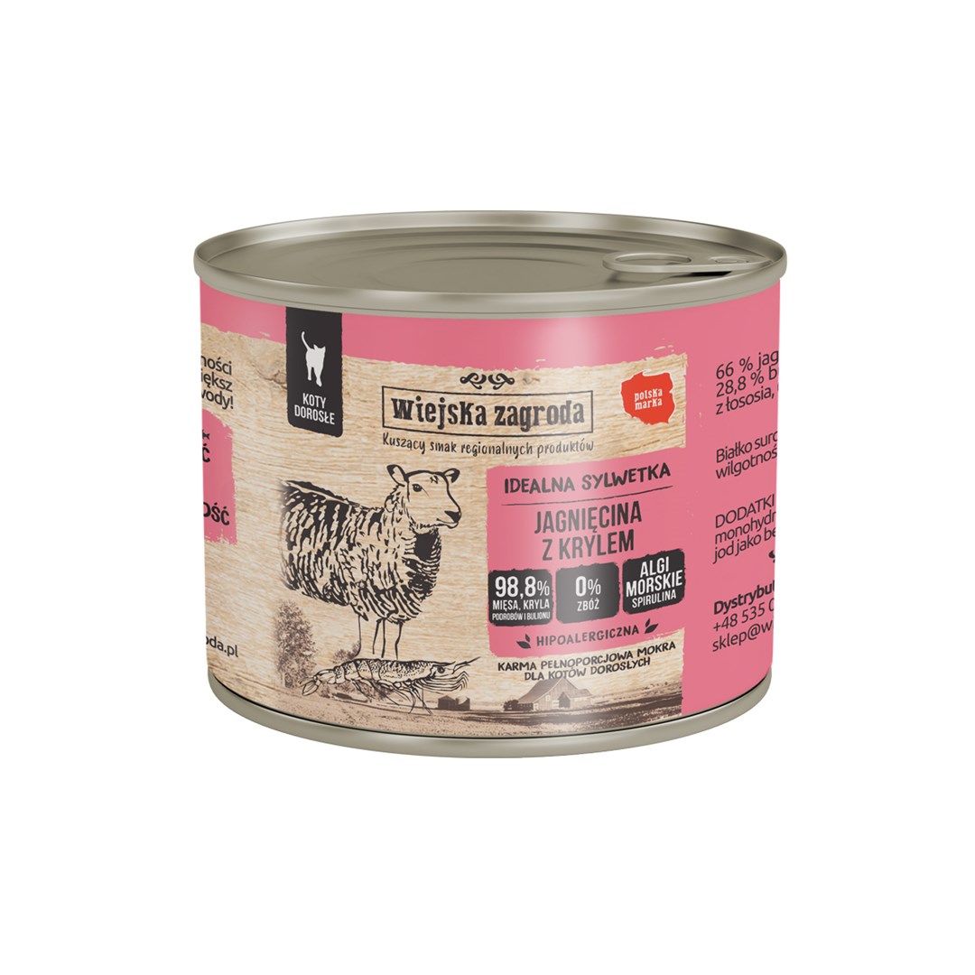 WIEJSKA ZAGRODA mokra hrana za mačke, jagnjetina z krilom, 200g