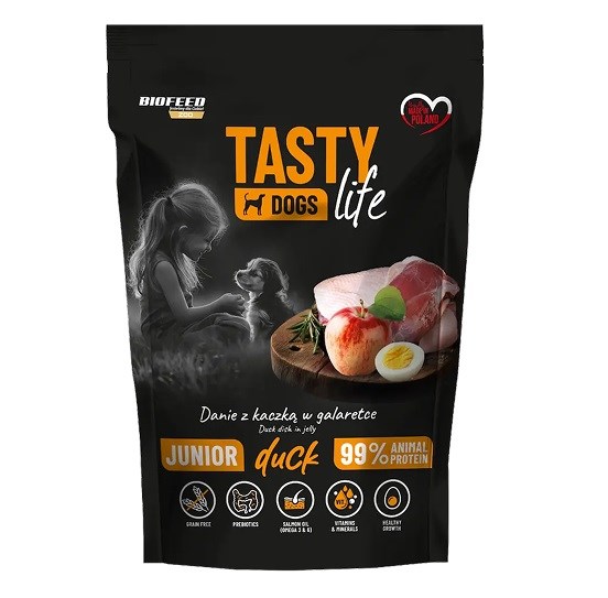 BIOFEED Tasty Dogs Life Junior Duck - mokra hrana za pse, račja, 500 g