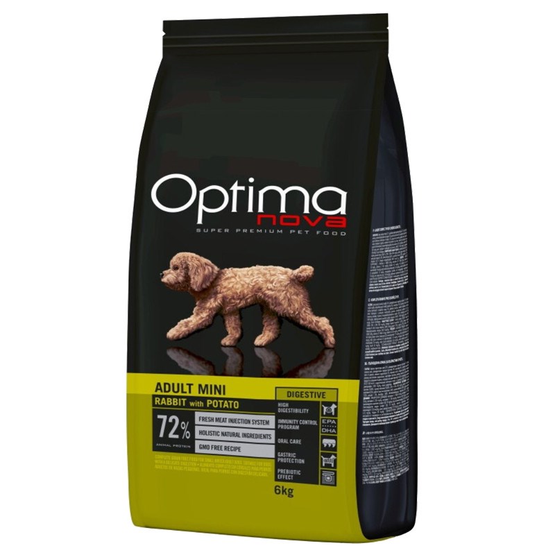 OPTIMANOVA Adult Mini Digestive Rabbit & Potato - suha hrana za pse - 6 kg