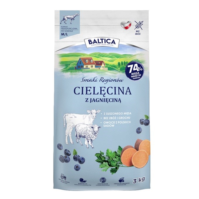 BALTICA Smaki regionów - suha hrana za pse (govedina z jagnjetino) - 3kg