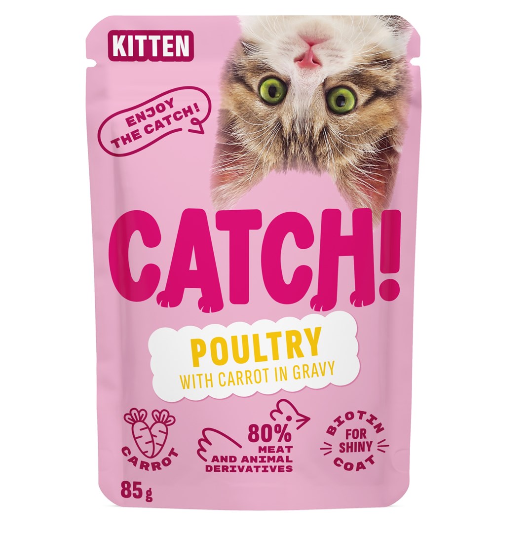CTH CATCH Kitten Račje meso z korenjem v omaki - mokra hrana za mačke - 85 g