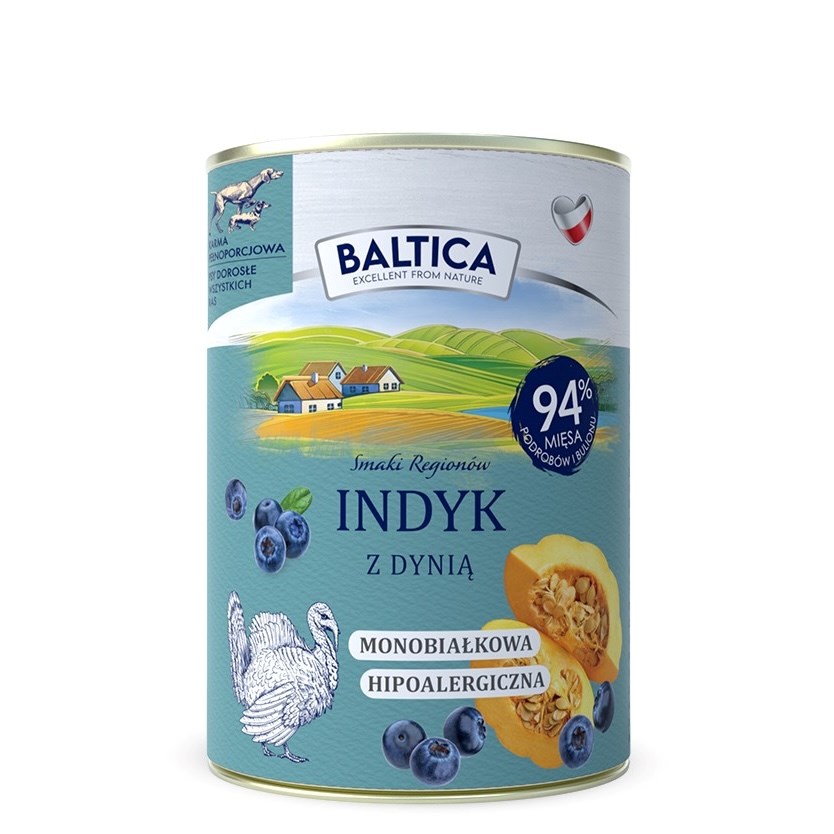 BALTICA Sr. regij Mono Puranj z bučami - Mokra hrana za pse - 400 g