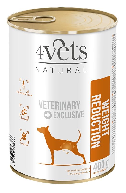 4VETS Natural Weight Reduction Dog - Mokra hrana za pse - Puranja, 400 g