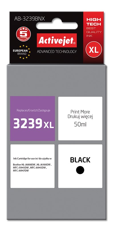 Activejet tinta za Brother LC3239XLBk, 50 ml, crna