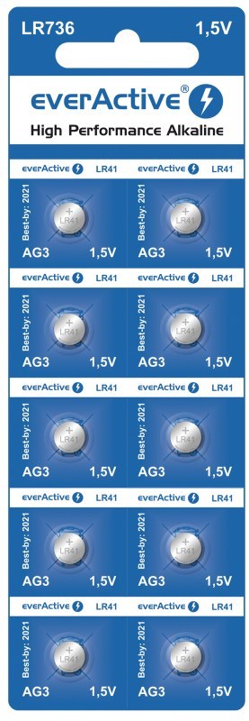 Mini alkalne baterije everActive G3 LR736 LR41, 10 kom