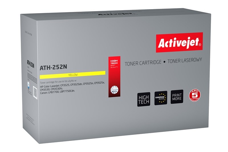 Activejet ATH-252N Združljiv Toner za HP 504A CE252A / Canon CRG-723Y, Rumena, 7000 strani