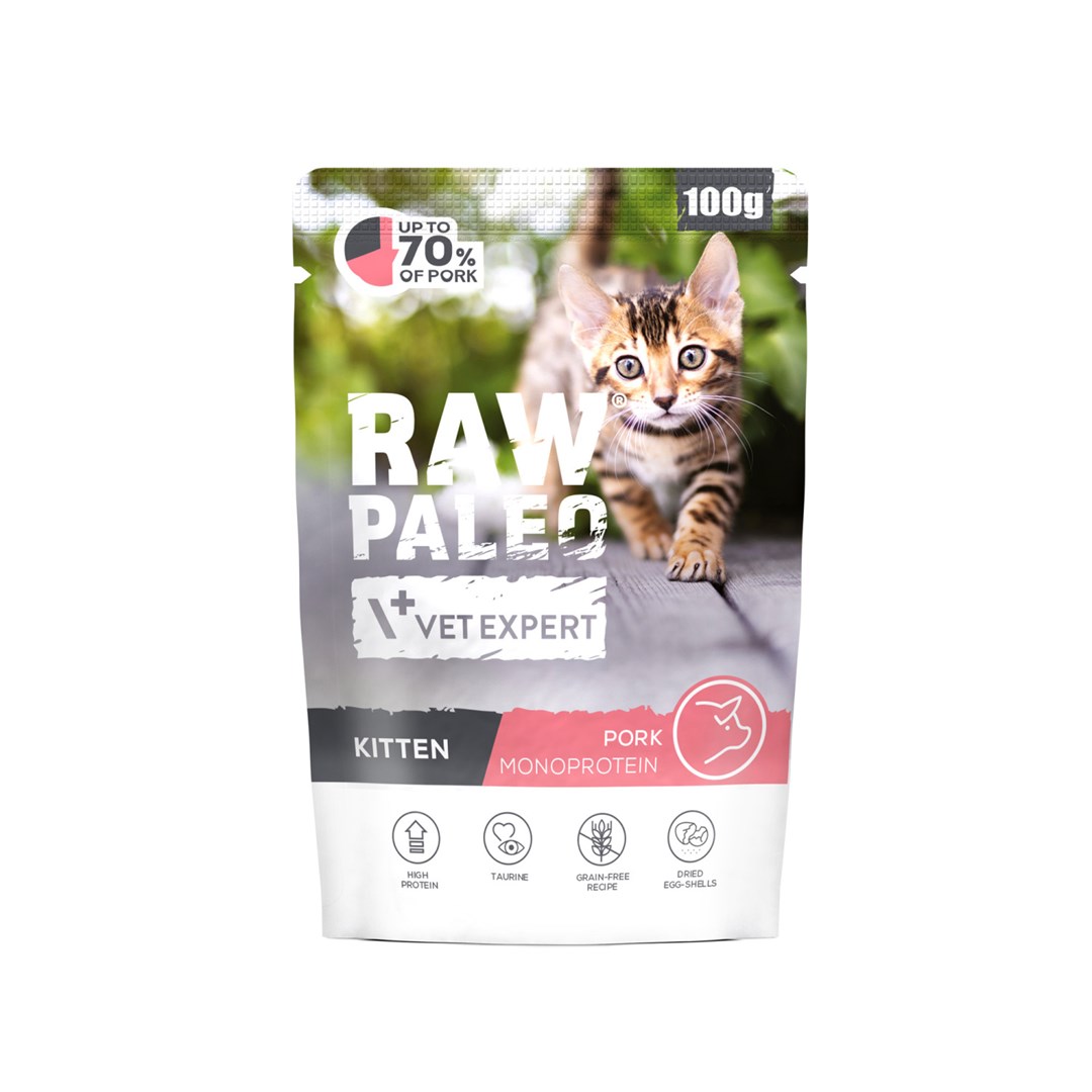 VETEXPERT Raw Paleo Kitten svinjina - mokra hrana za mačke - 100g