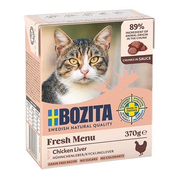 BZT BOZITA Fresh Menu mokra hrana za mačke, piščančja jetrca v omaki, 370g