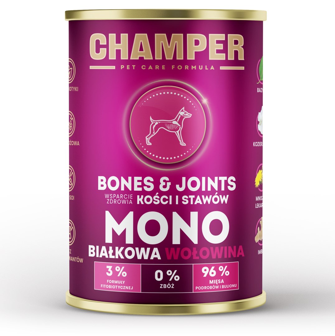 CHAMPER Bones & Joints Monoprotein Govedina - mokra pasja hrana - 400 g