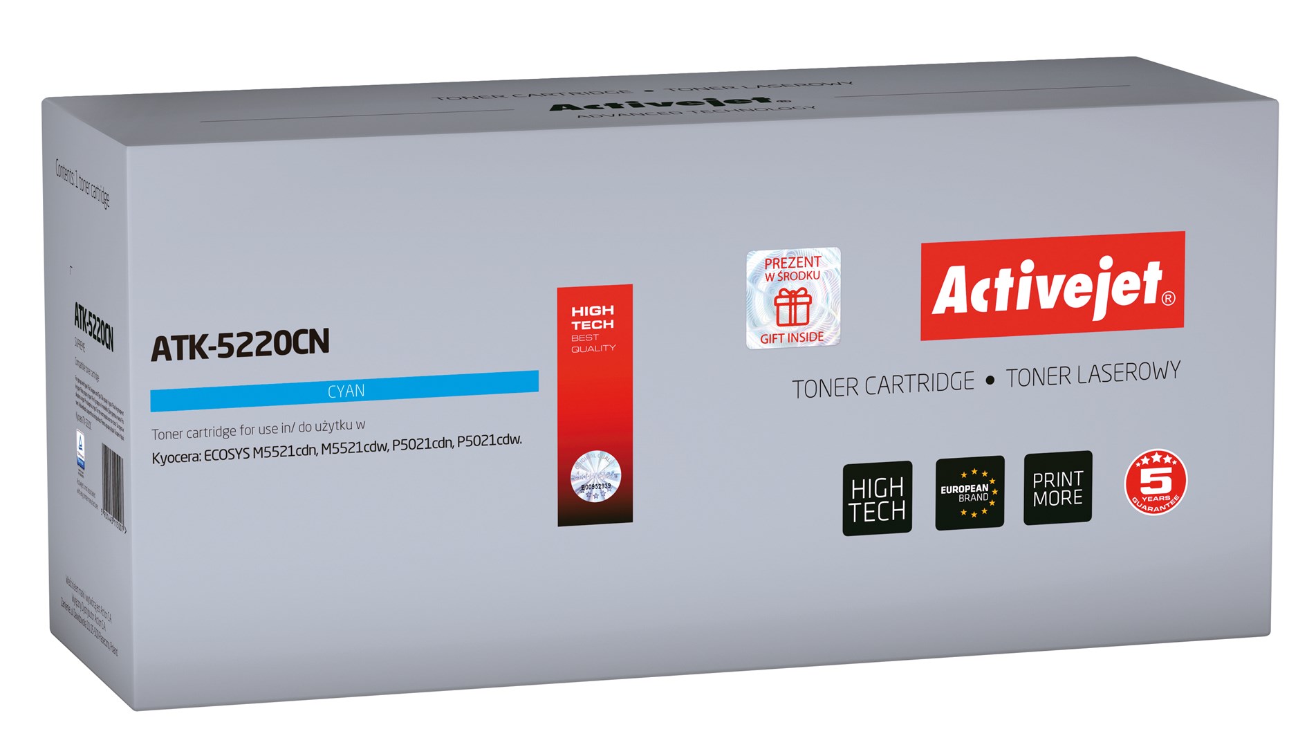 Nadomestni toner Activejet ATK-5220CN za Kyocera TK-5220C, cian, 1200 strani