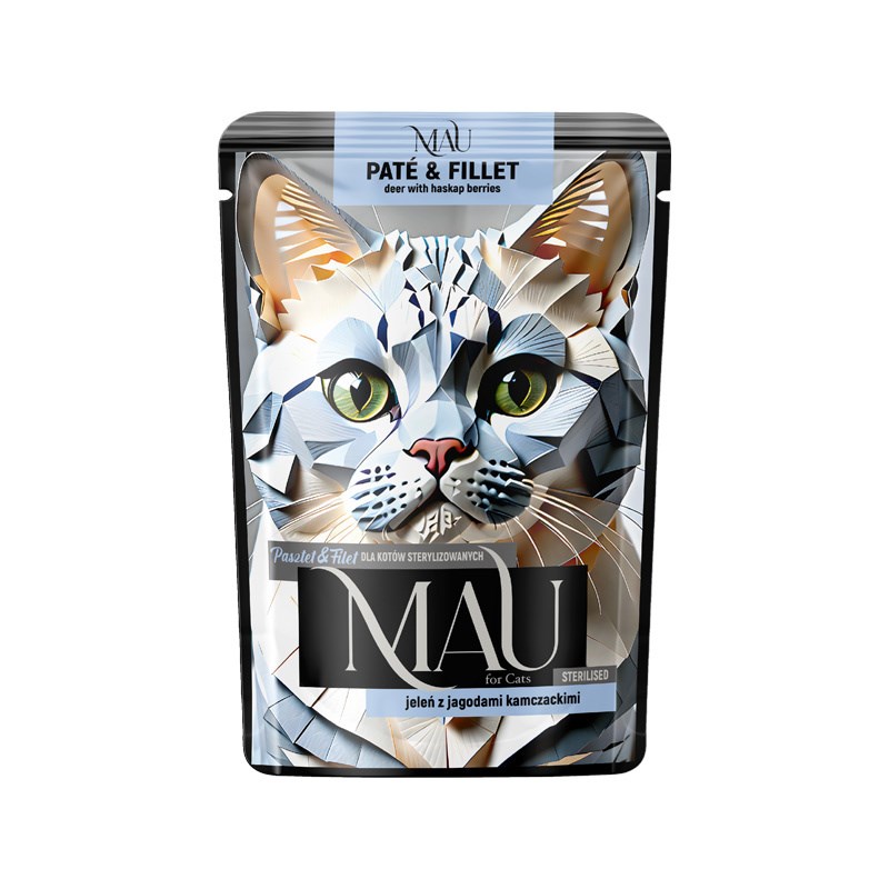MAU Pate & Fillet Mokra hrana za sterilizirane mačke, jelen s sibirskimi jagodami, 85g