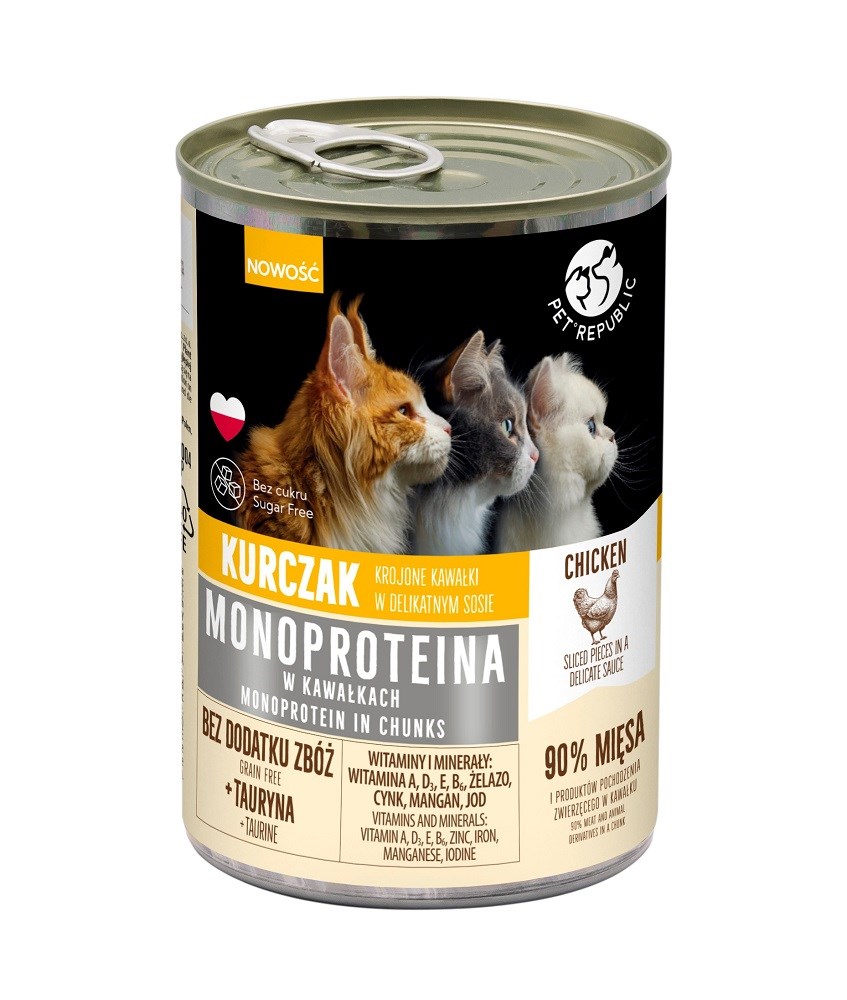 PET REPUBLIC Monoprotein Piščanec v omaki - mokra hrana za mačke, 400g