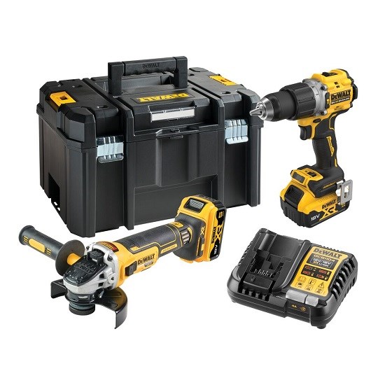 DeWalt DCK2026P2T-QW set 18V XR (DCD805 + DCG405) 2x5.0Ah, črna/rumena