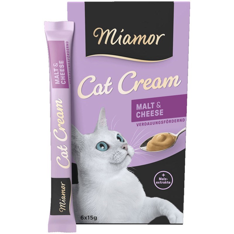 MIAMOR Cat Cream Malt & Cheese - priboljški za mačke, 6x15g