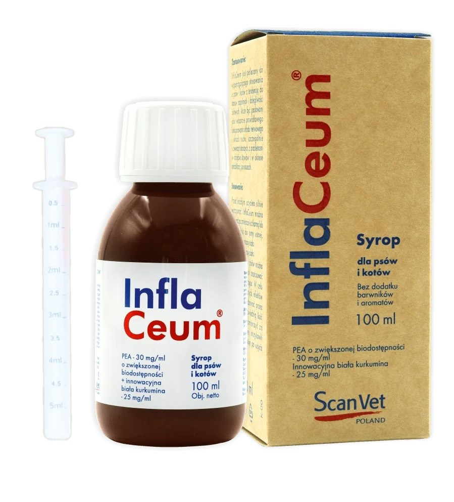 SCANVET InflaCeum Sirup za pse in mačke 100ml - za lajšanje vnetij sklepov
