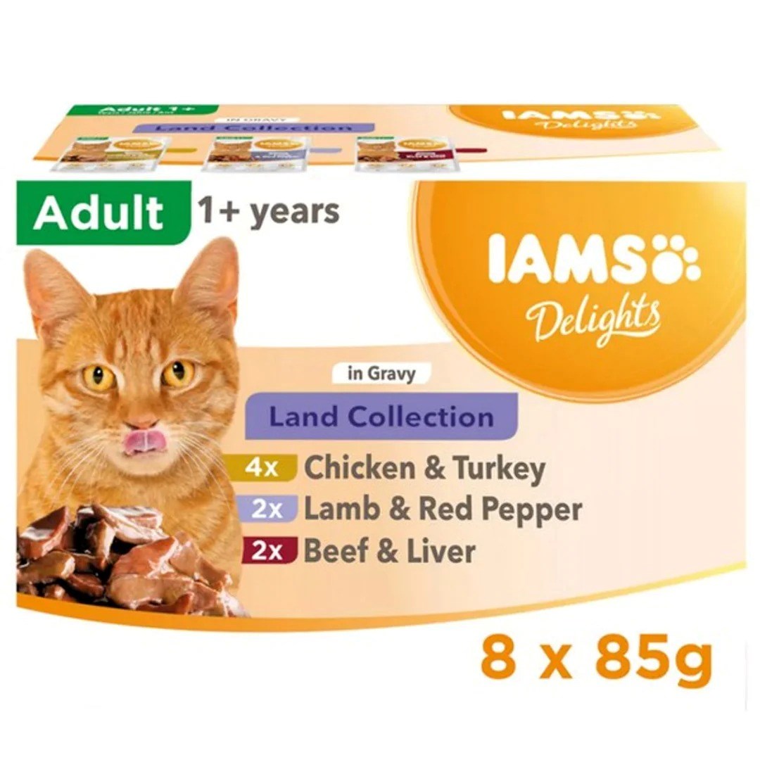 IAMS DELIGHTS Land Collection v omaki, mokra hrana za mačke, 8x85g