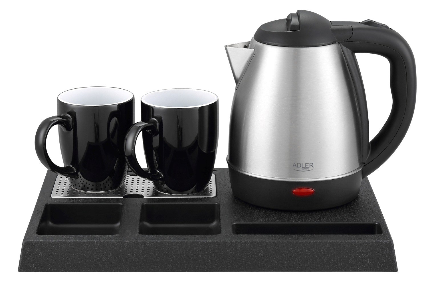 Adler AD 1354 kuhalnik vode, 1.2 L, inox + pladenj s skodelicami