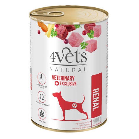 4VETS Natural Renal pasja hrana - mokra, s puranom, 400g