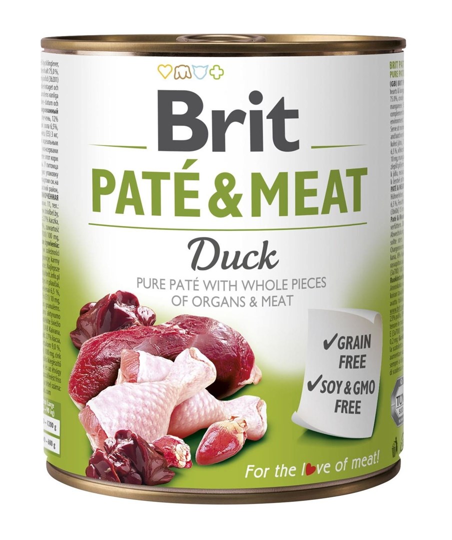 BRIT Paté & Meat with Duck - mokra pasja hrana, 800g