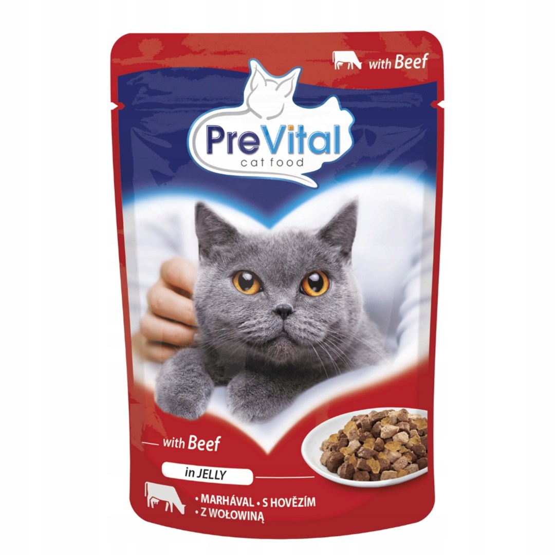 PREVITAL govedina v želatini – mokra hrana za mačke – 100g