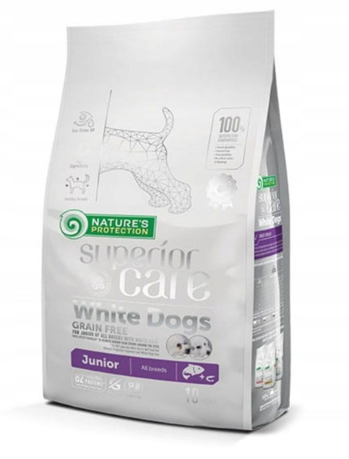NATURE'S PROTECTION Superior Care White Dogs Junior Salmon, 10 kg