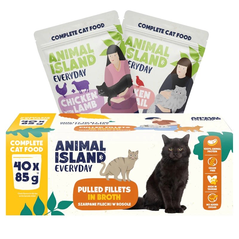 ANIMAL ISLAND Everyday Mokra hrana za mačke, Piščanec z jagnjetino in prepelico, 40x85g