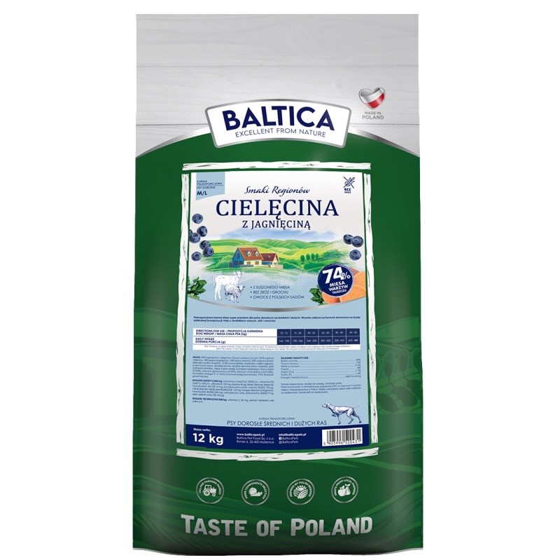 BALTICA Smaki regionów Srednje in velike pasme Govedina z jagnjetino - suha hrana - 12kg