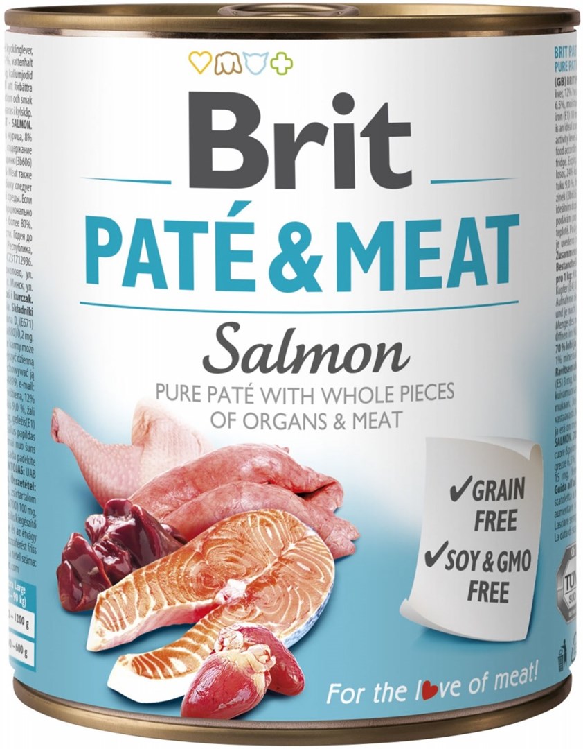 BRIT Paté & Meat s lososom - mokra hrana za pse, 800g