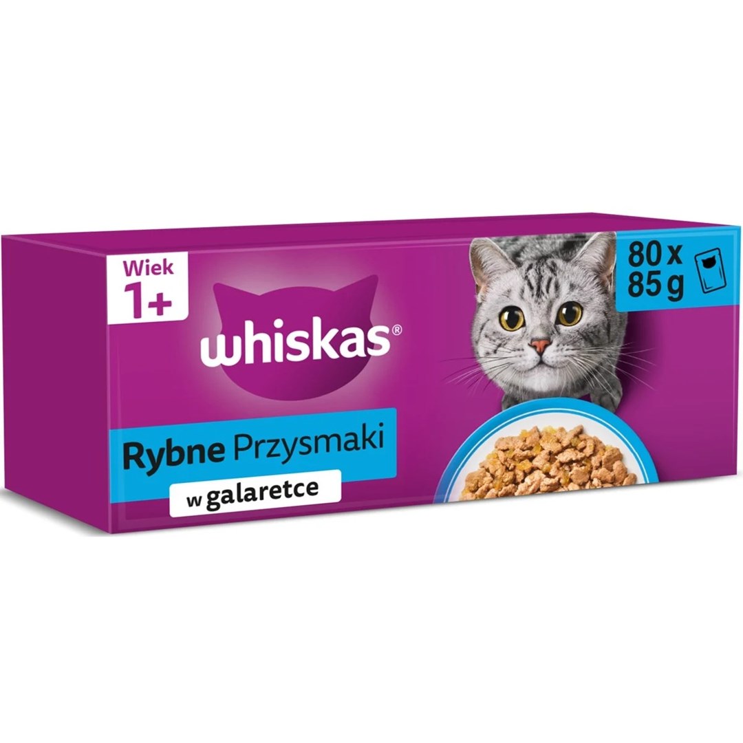WHISKAS Riba v Kocki - mokra hrana za mačke - 80x85g