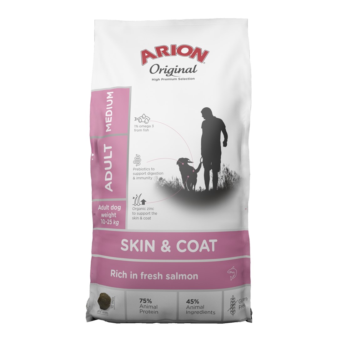 ARION Original Skin & Coat srednje pasme, losos - suha hrana za pse, 12 kg