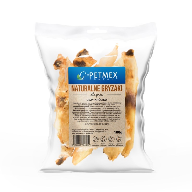 Priboljšek za pse PETMEX - Posušeno kunčje uho, 100g