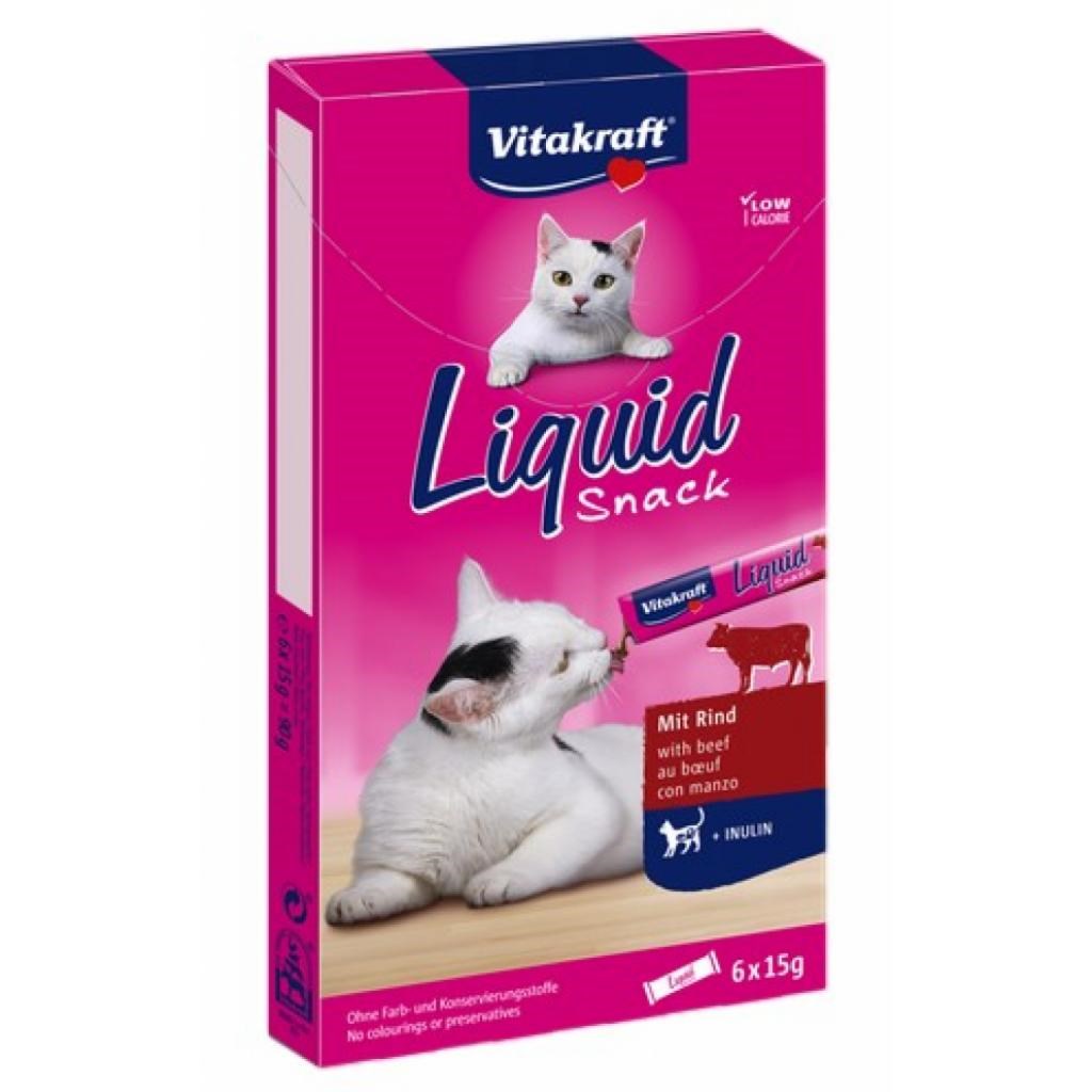 Poslastica za mačke VITAKRAFT Liquid-Snack s govedino, 6 x 15g