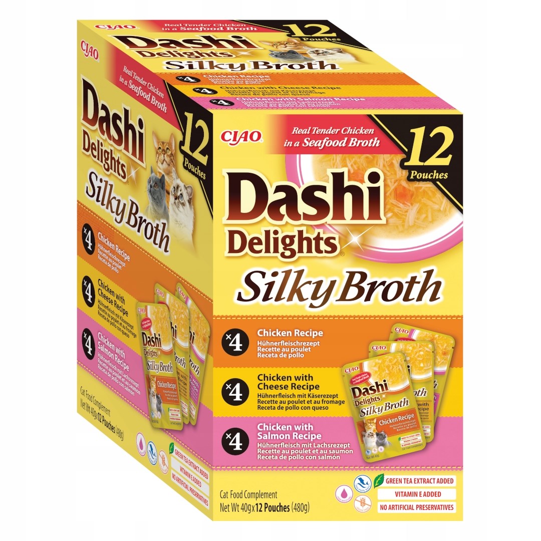 INABA Dashi Delights mokra hrana za mačke, piščanec in losos, 12x40g