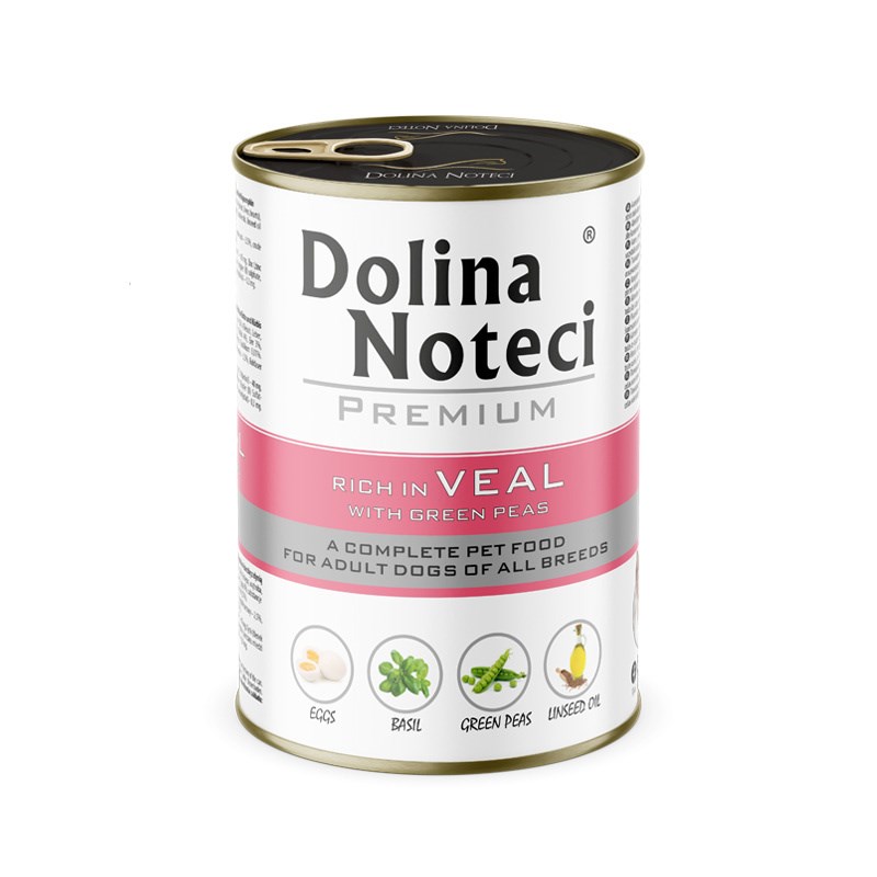 DOLINA NOTECI Premium Pasja hrana - Teletina z zelenim grahom - vlažna, 400g