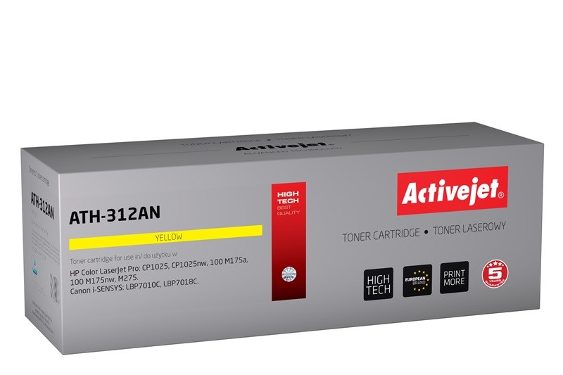 Activejet ATH-312AN Toner (nadomestilo za Canon, HP 126A CRG-729Y, CE312A; Premium; 1000 strani; rumena)