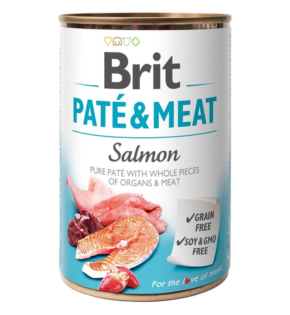 BRIT Paté & Meat losos s piščancem - mokra hrana za pse - 400g