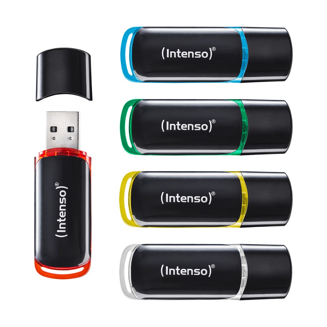 Intenso 3511595 USB ključek 64 GB, USB 2.0, črna/rdeča/zelena/transparentna/rumena/modra