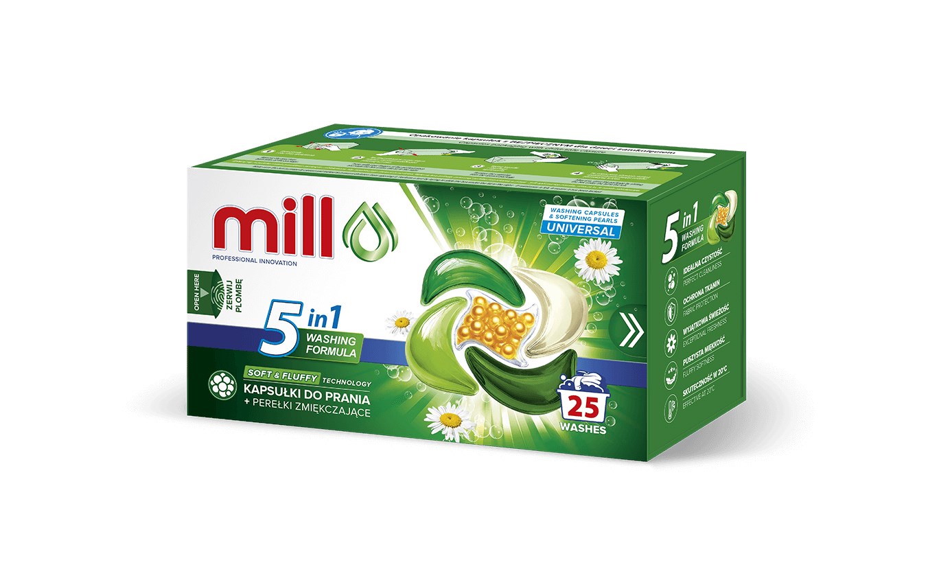 MILL PRO Univerzalne kapsule za pranje + mehčalne kroglice, 25 kos