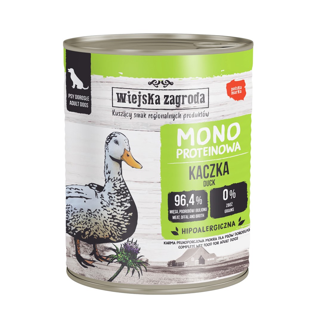 WIEJSKA ZAGRODA Mono Patka - mokra hrana za pse - 800g