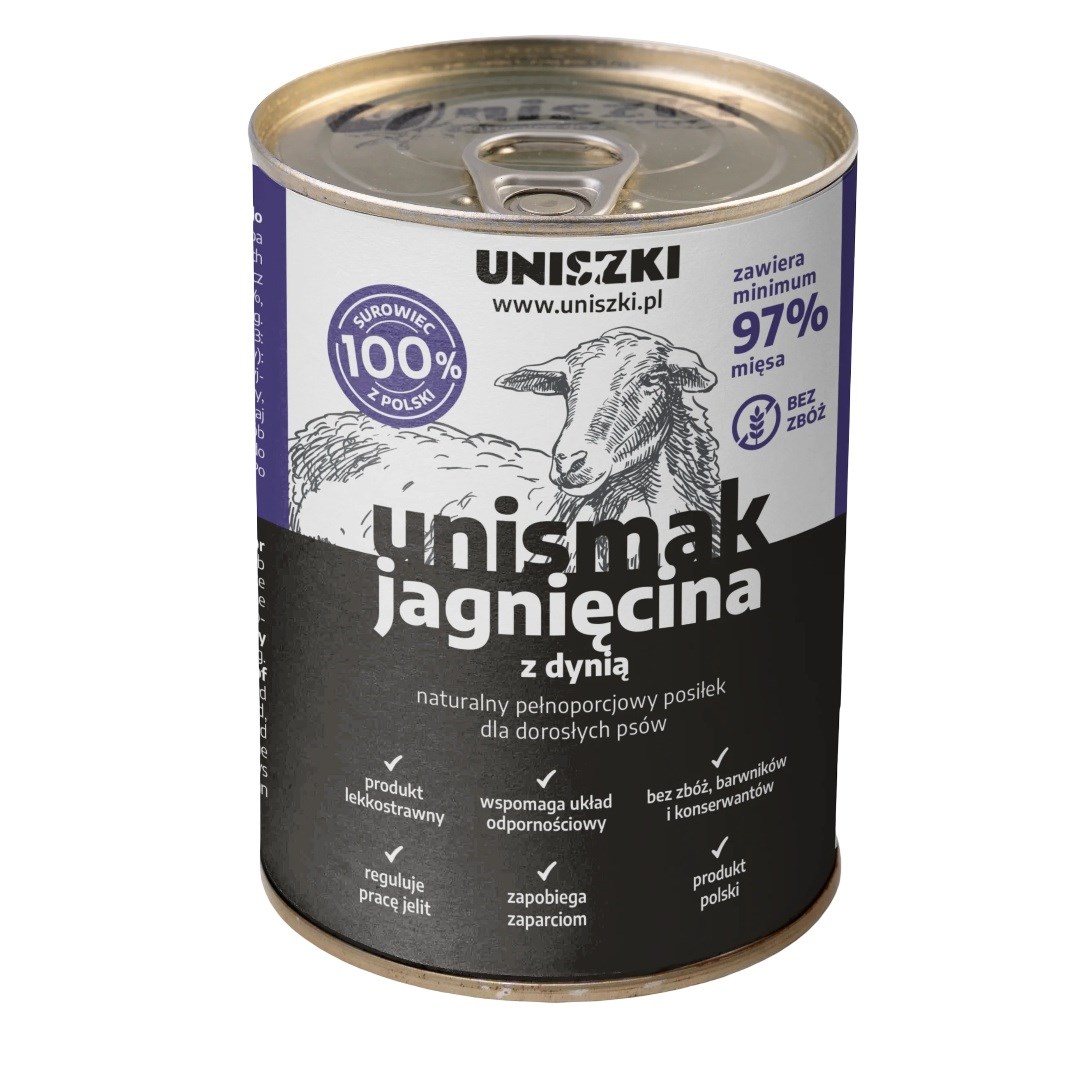 UNISZKI UNIsmak Mokra hrana za pse, jagnjetina s bučo, 400 g