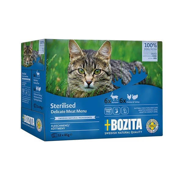 BOZITA Mokra hrana za sterilizirane mačke 'Delicate meat menu', 12x85g