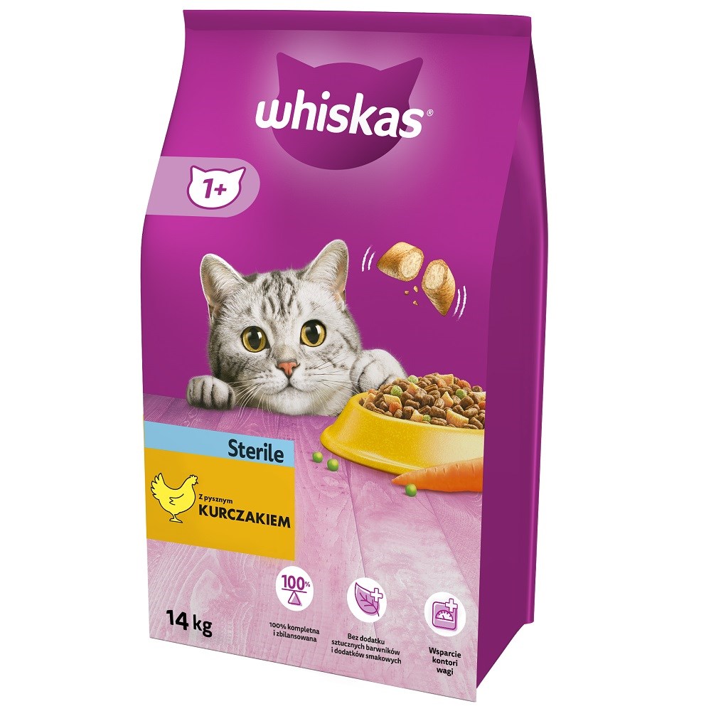 Whiskas Adult Piščanec za sterilizirane mačke, suha hrana, 14 kg