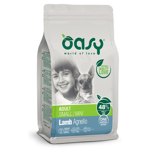OASY One Animal Protein Adult Small/Mini z jagnjetino, suha hrana za pse 2,5kg