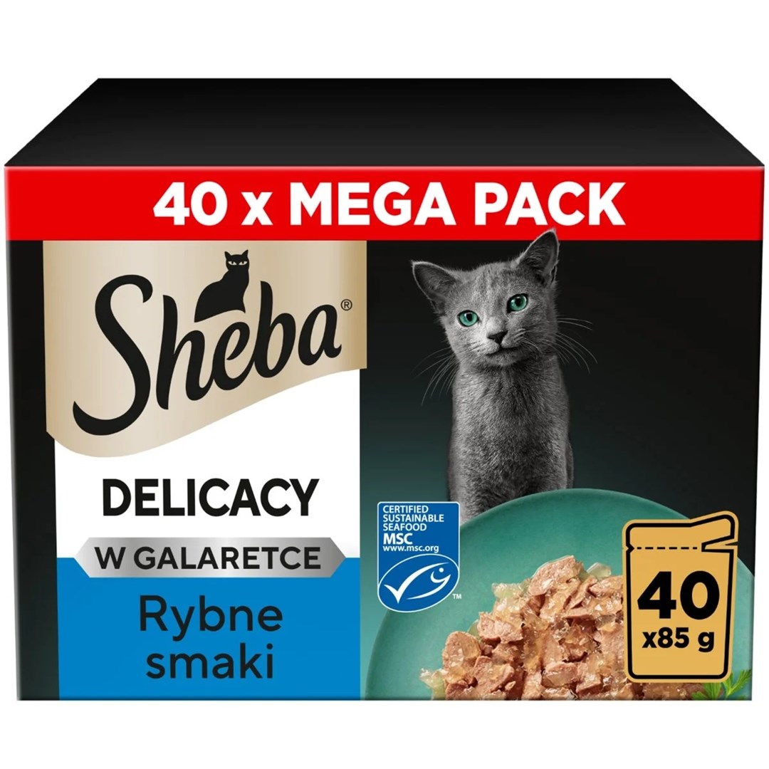 SHEBA Delicacy Fish Flavours - mokra hrana za mačke, 40×85 g