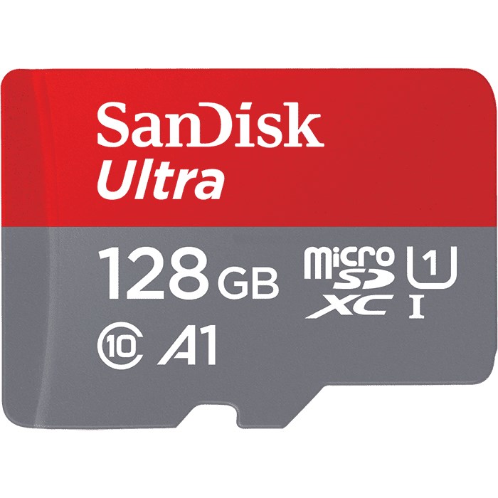 SanDisk Ultra MicroSDXC 128 GB Class 10 UHS-I - Siva, Rdeča, 100 MB/s