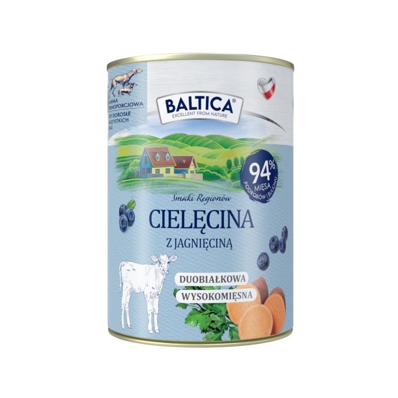 BALTICA Smaki regionów goveje meso z jagnjetino, mokra hrana za pse, 400 g