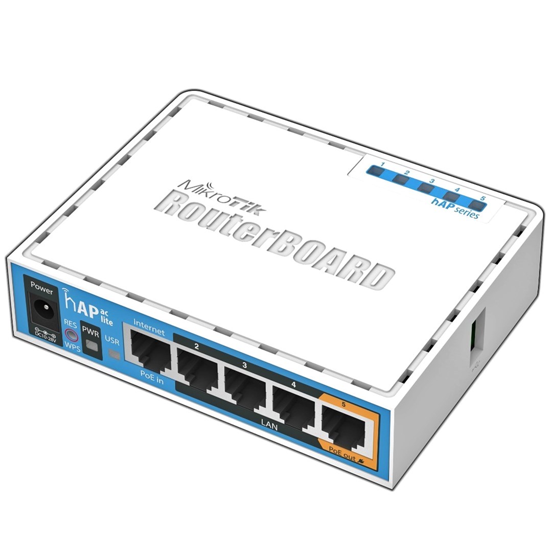 Mikrotik HAP ac lite brezžični usmerjevalnik 733 Mbit/s, bel