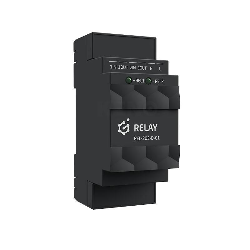 GRENTON RELAY modul 2 izhoda, montaža na DIN letev, TF-BUS, črn