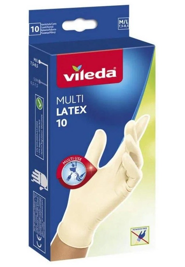 Vileda Natural Latex rokavice, velikost M/L, 10 parov